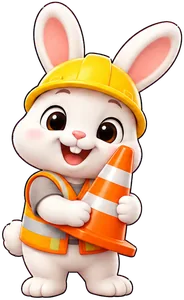 Bunny builder with a hard hat