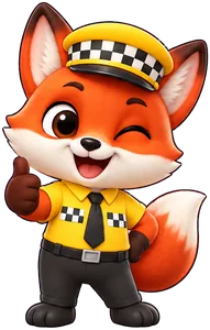 Fox taxi driver in a cap