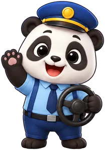 Panda driver waving